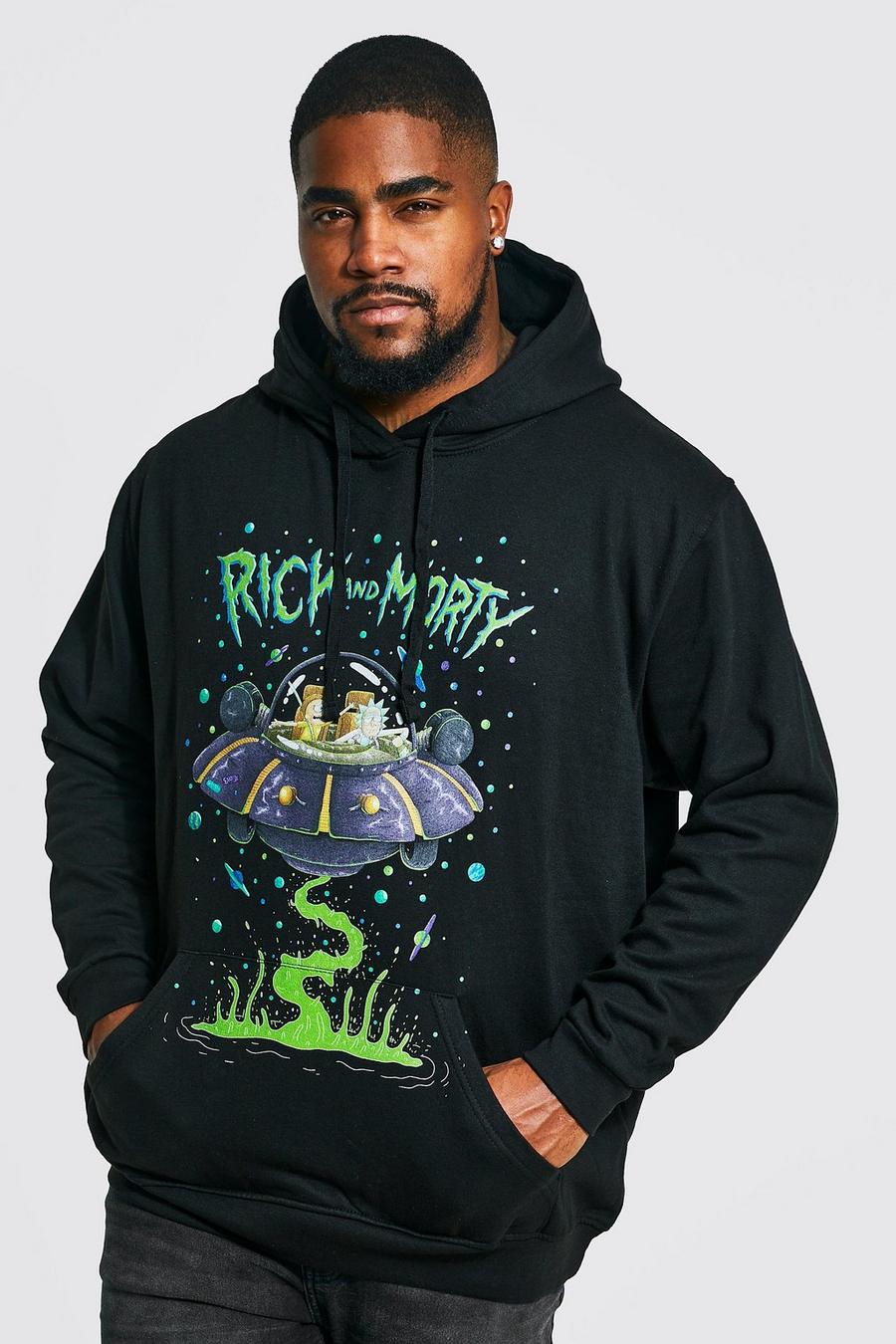 Black Plus Rick And Morty License Hoodie image number 1