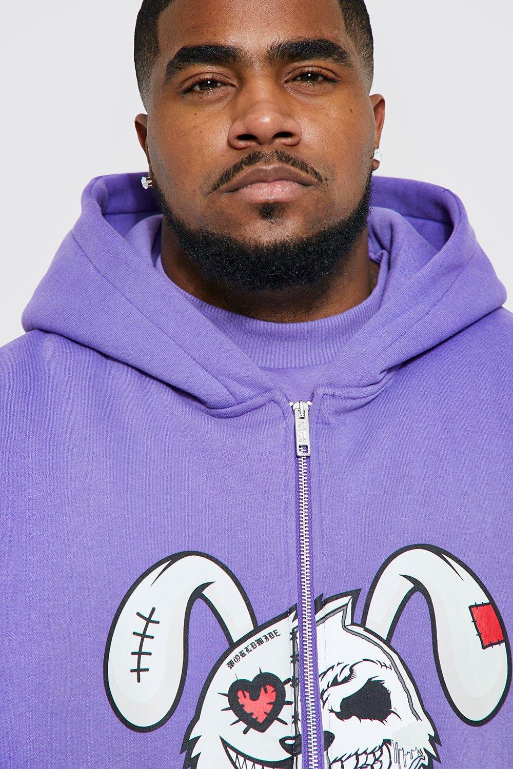 Purple bunny hoodie sale