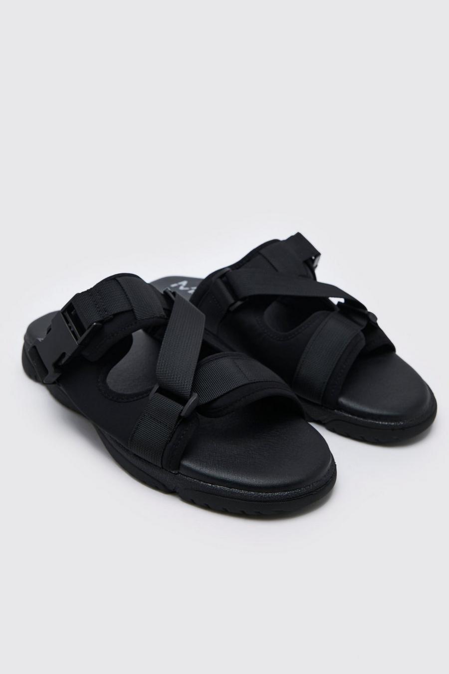 Black schwarz Chunky Technical Strap Sandal
