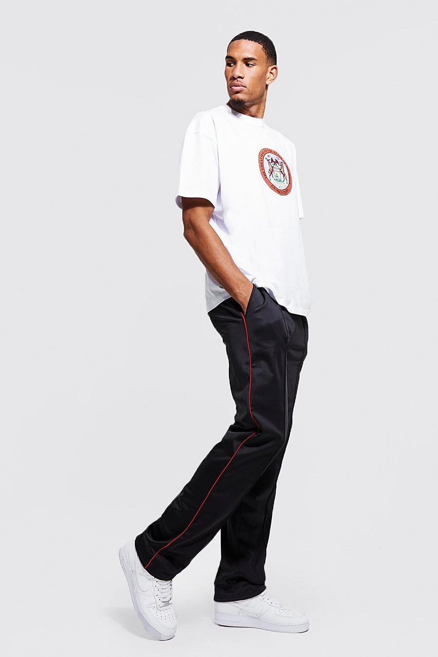 Black Tall Loose Varsity T-shirt & Tricot Jogger image number 1