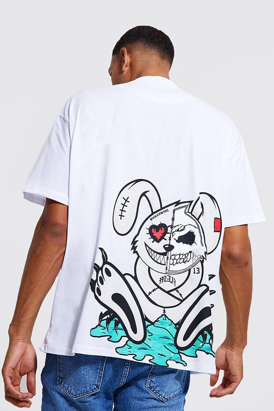 Tall Oversize T-Shirt mit Evil Bunndy Print, White image number 1