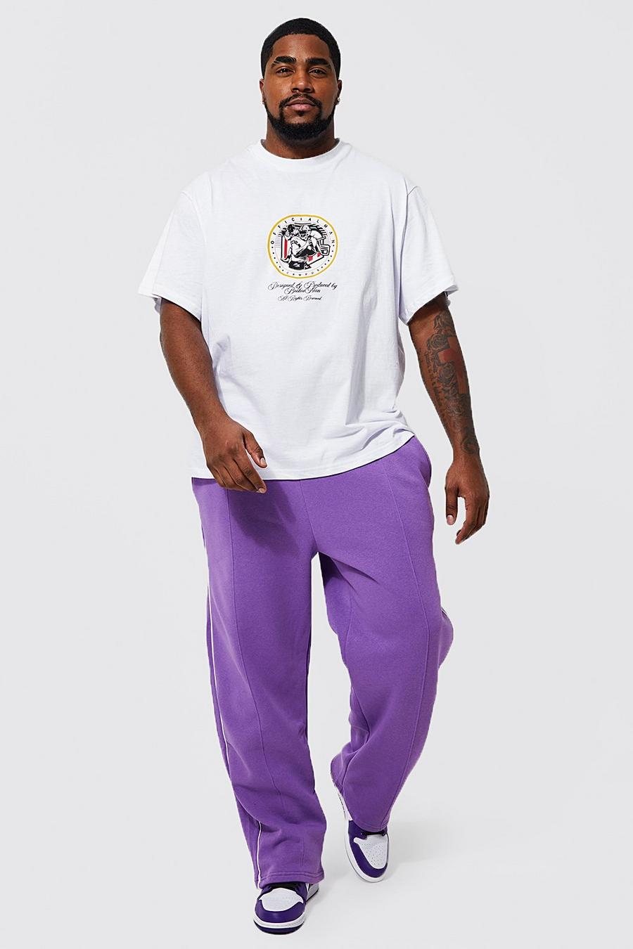Purple Plus Loose Varsity T-shirt & Jogger image number 1