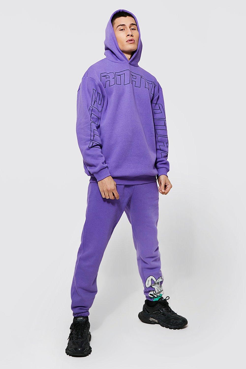 boohoo man purple tracksuit