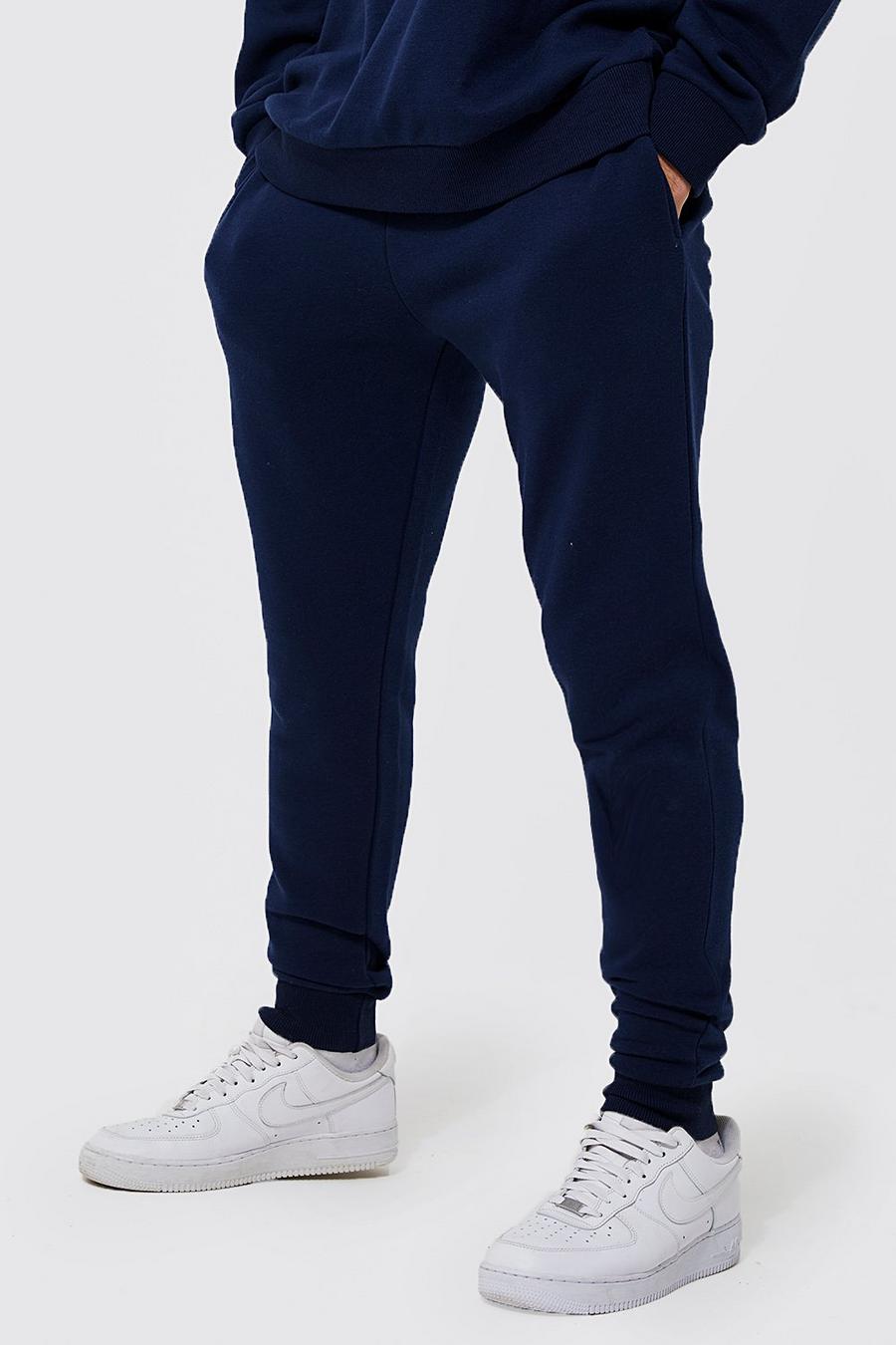 Pantalón deportivo pitillo con algodón ecológico, Navy blu oltremare image number 1