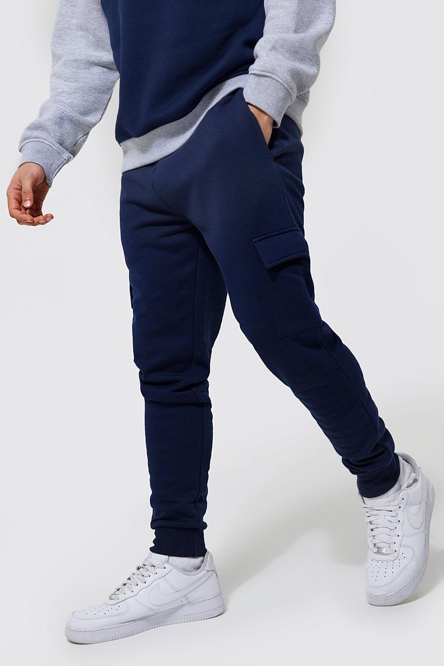 Navy Skinny Fit Cargo Jogger with REEL Cotton image number 1