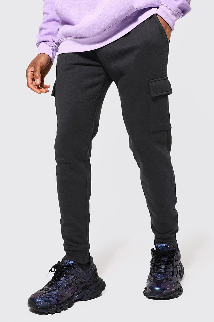 Black Skinny Fit Cargo Jogger With Cotton