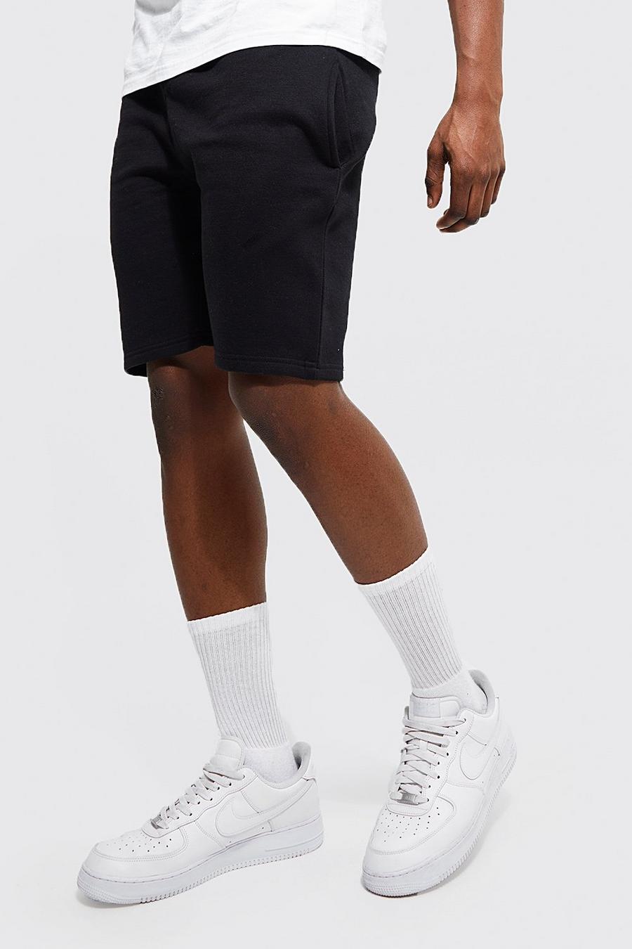 Black negro Slim Mid Length Jersey Short with REEL Cotton