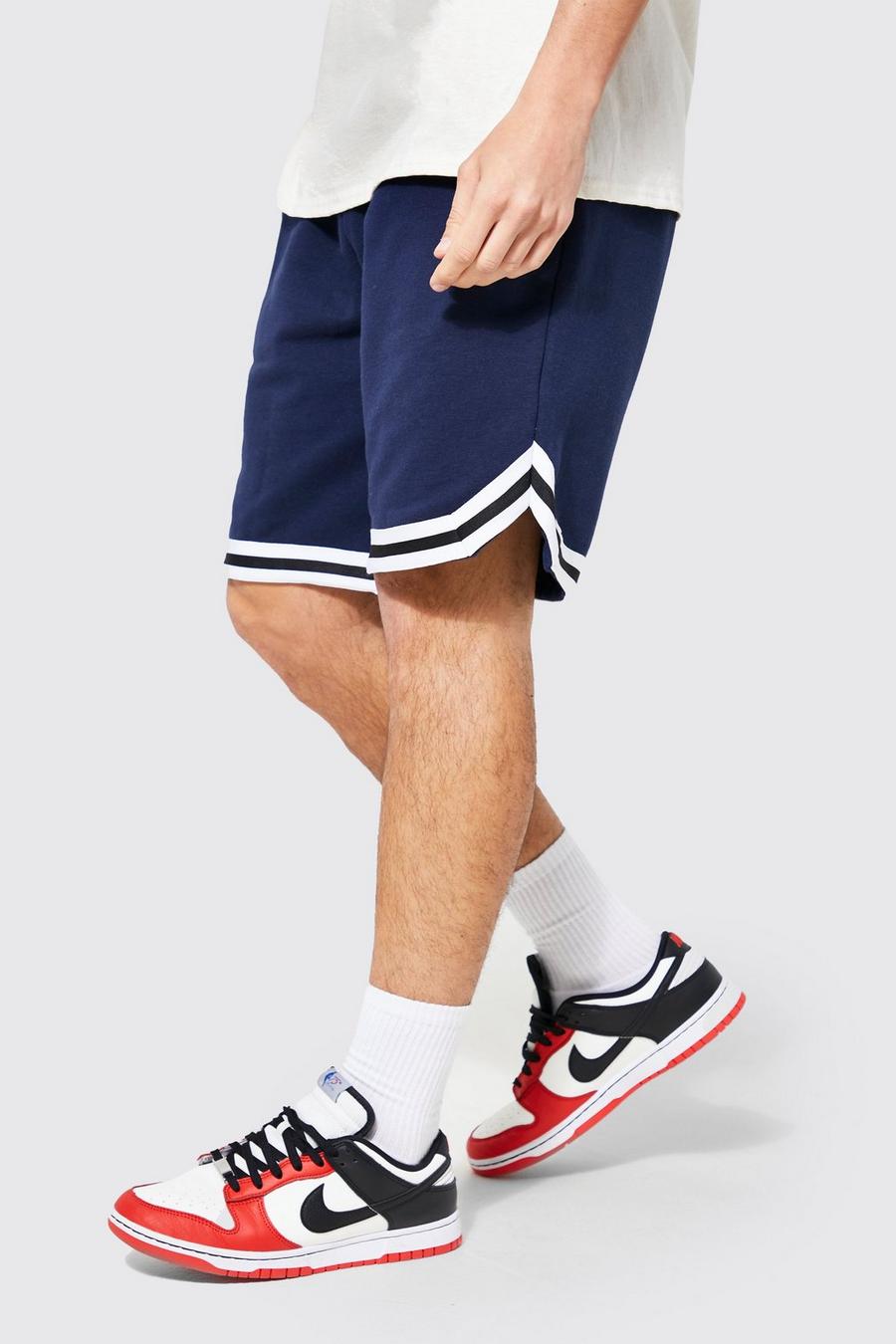 Pantalón corto holgado de baloncesto con algodón ecológico, Navy azul marino image number 1