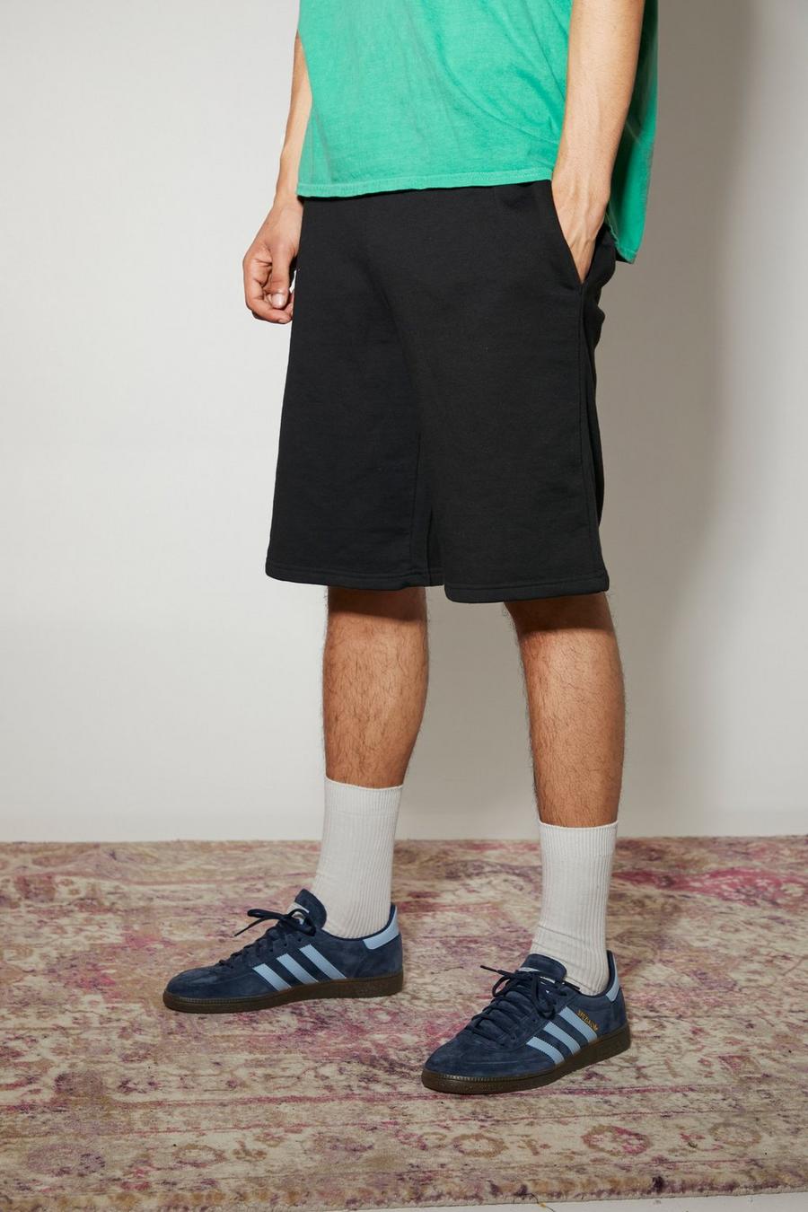 Pantalón corto holgado de tela jersey con algodón ecológico, Black negro