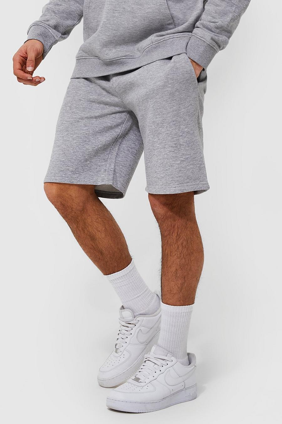 Grey marl Loose Fit Mid Jersey Short with REEL Cotton