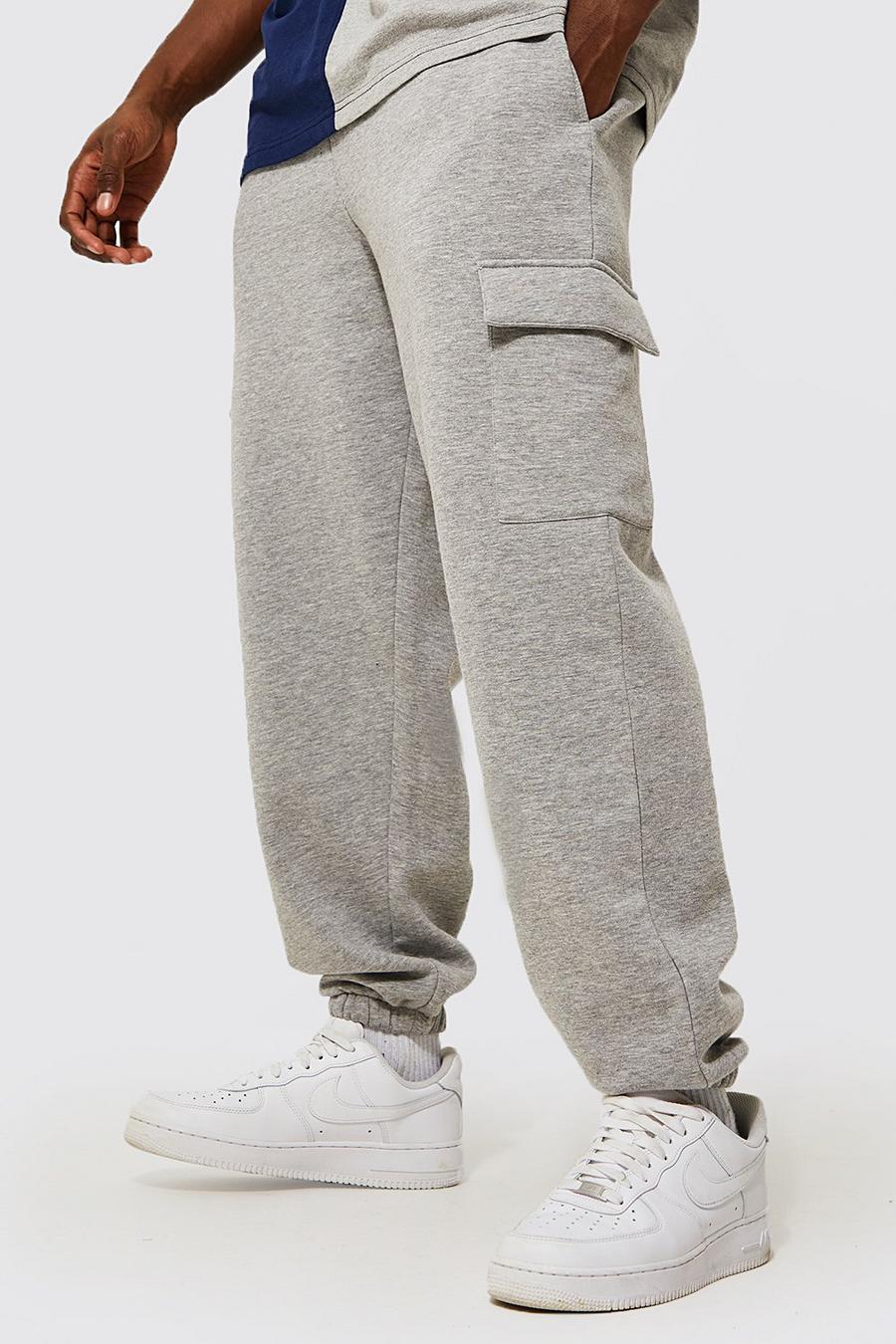 Pantalón deportivo cargo holgado con algodón ecológico, Grey grigio