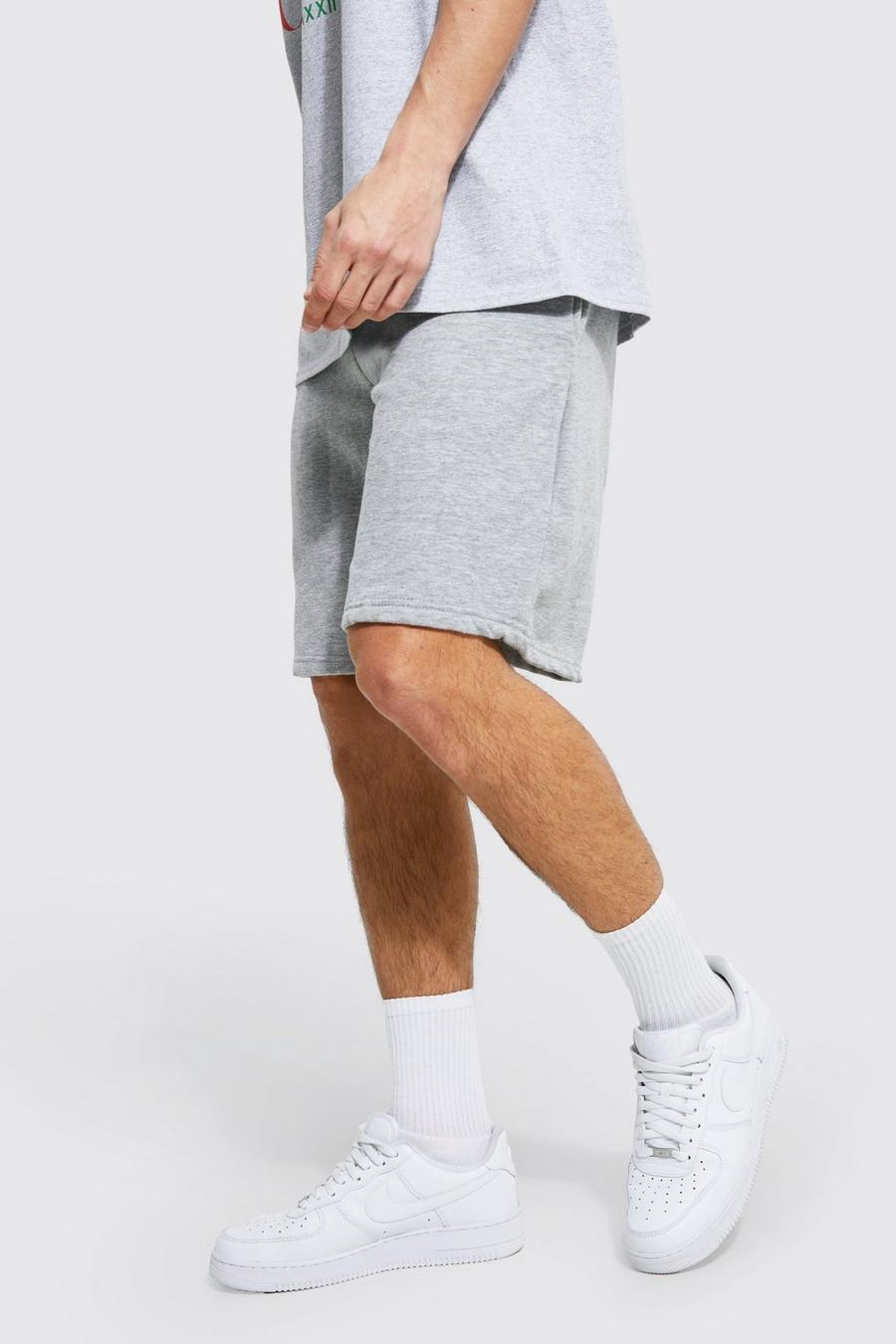 Pantalón corto holgado de tela jersey con algodón ecológico, Grey marl image number 1