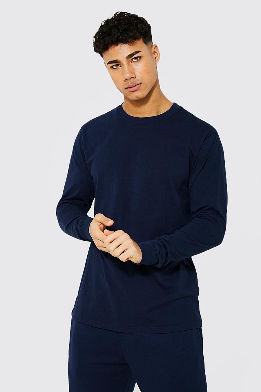 Navy marinblå Long Sleeve T-shirt with REEL Cotton image number 1