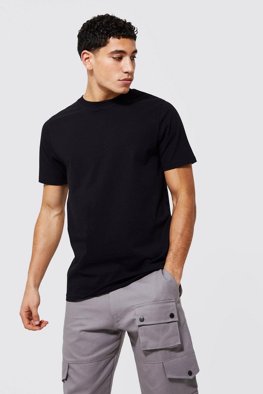 T-shirt a girocollo Basic in cotone REEL, Black negro image number 1