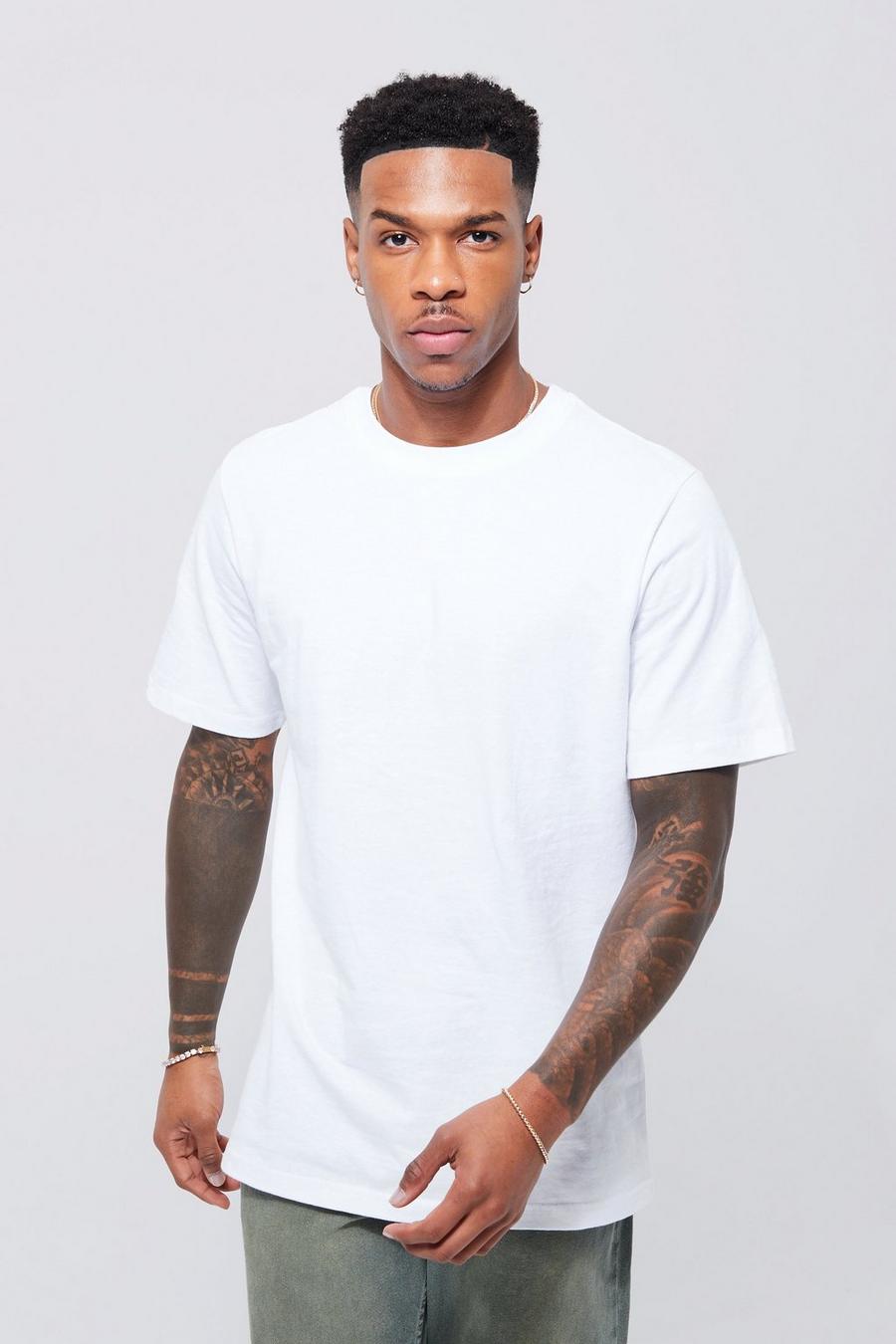 Camiseta básica con cuello caja y algodón ecológico, White blanco image number 1