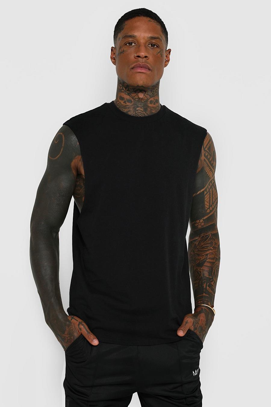 T-shirt attillata in jacquard in pied-de-poule, Black negro image number 1