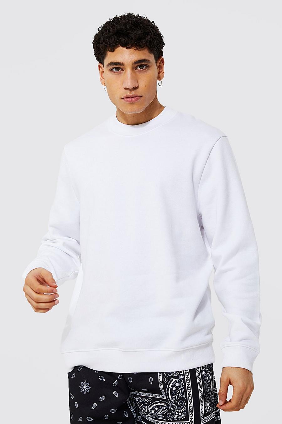 White Sweatshirt med hög halsmudd 
