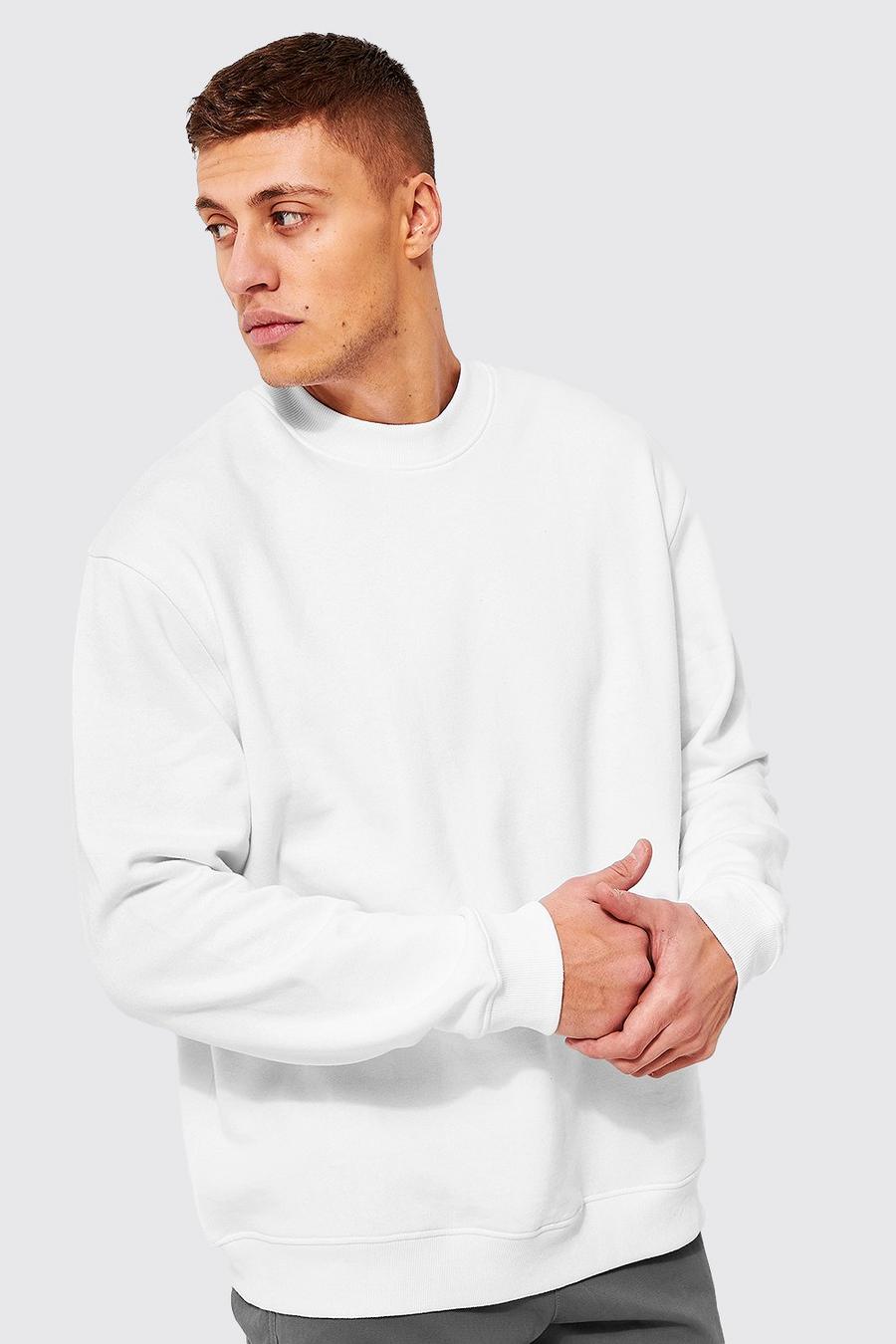 White weiß Oversized Extended Neck Sweat
