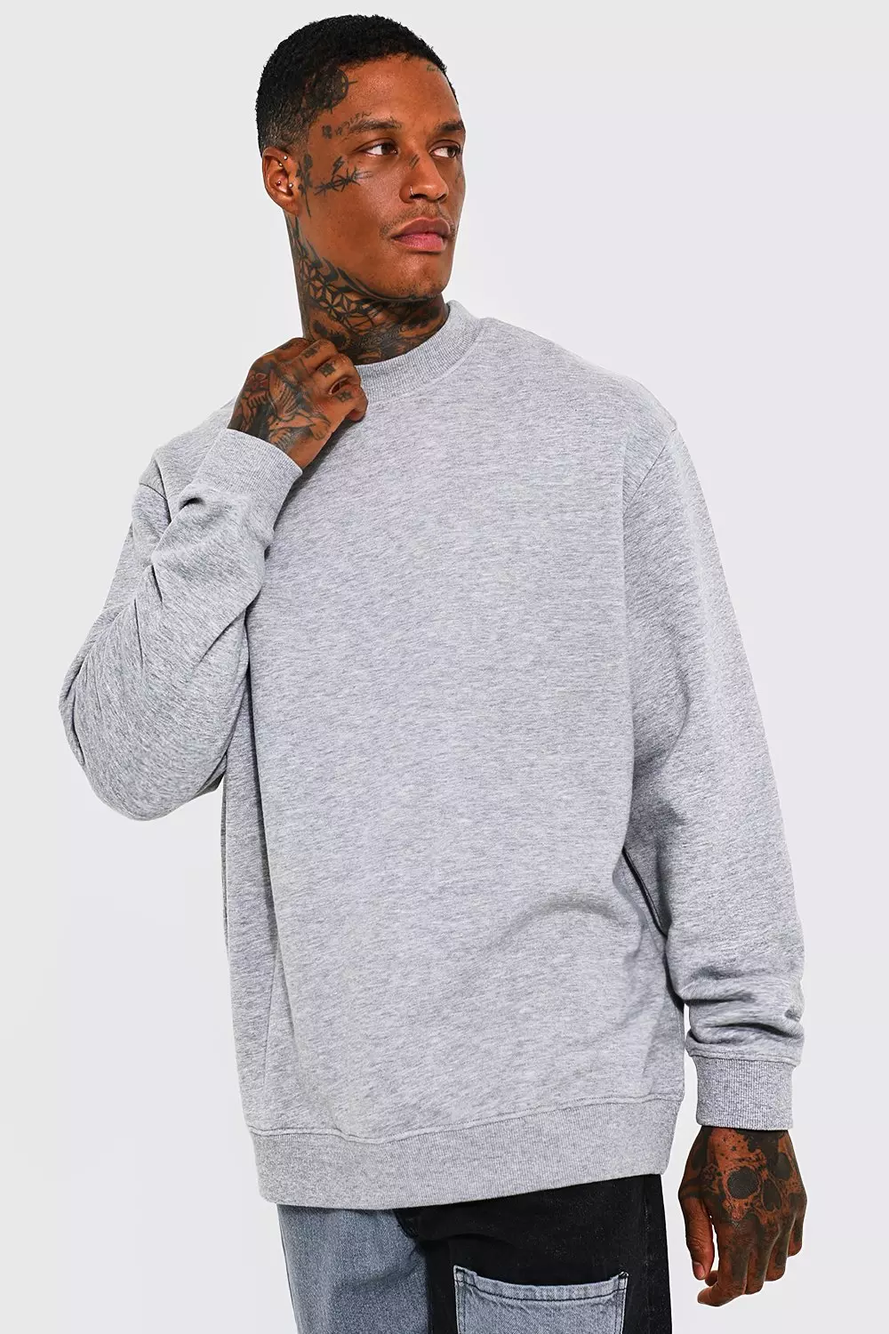 Grey Oversized Extended Neck Sweat alternative image