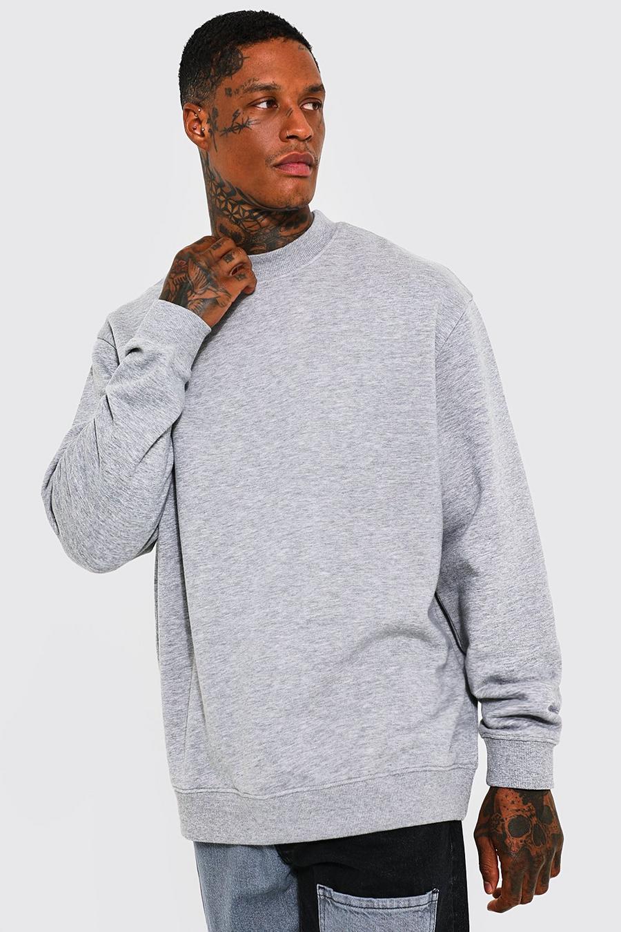 Grey Oversized sweatshirt med hög halsmudd image number 1