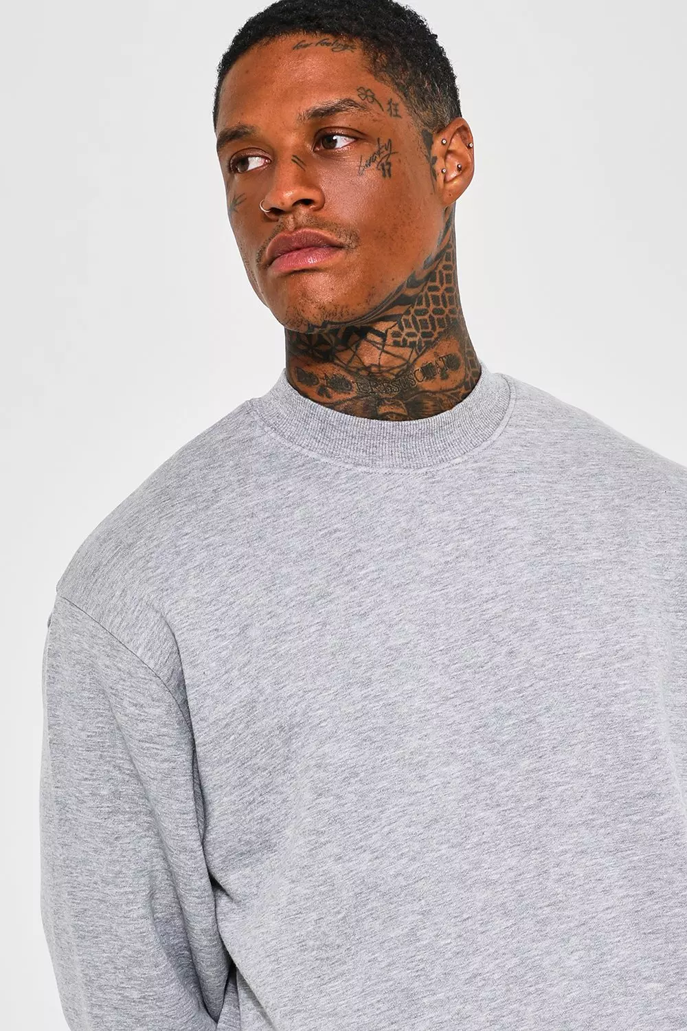 Grey Oversized Extended Neck Sweat alternative image