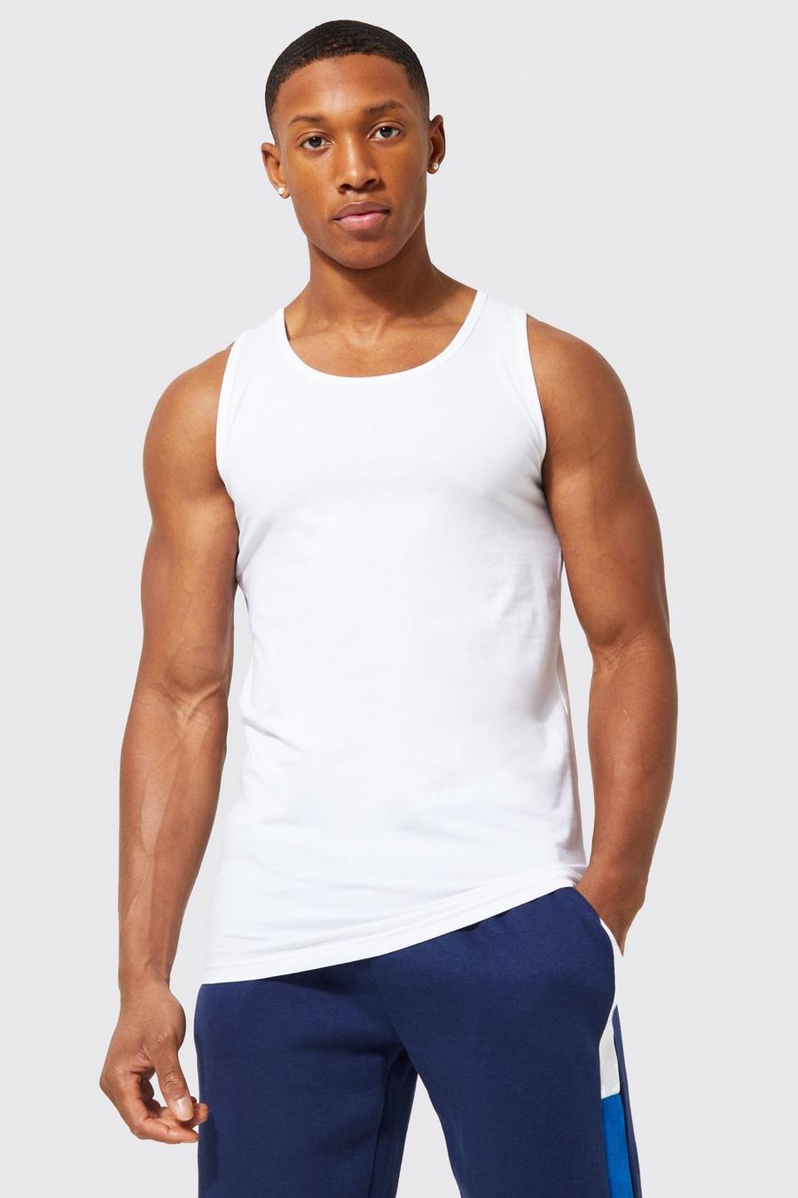 White Muscle Fit Vest with REEL Cotton