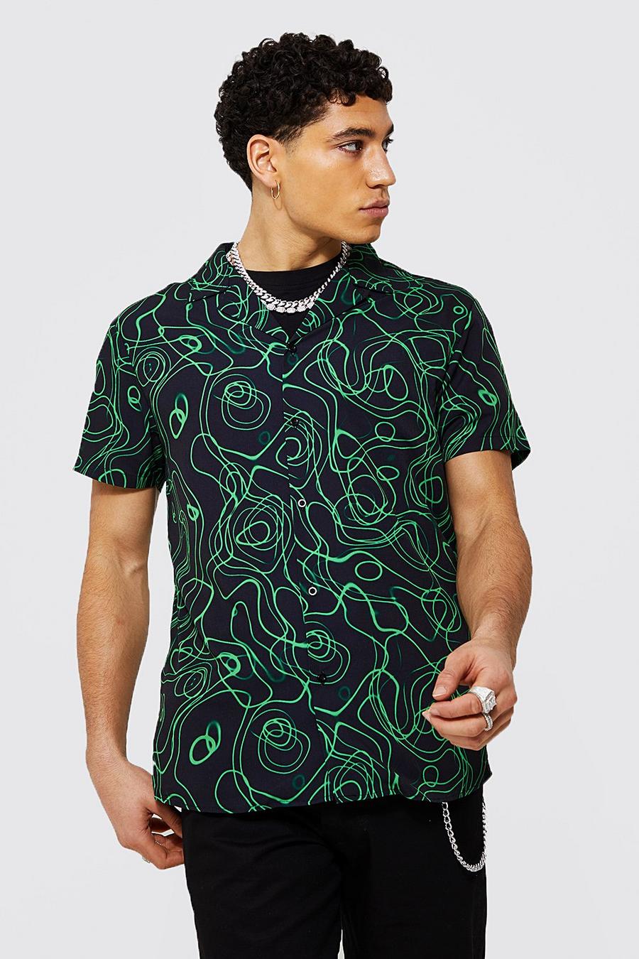 Green Overhemd Met Abstracte Opdruk image number 1
