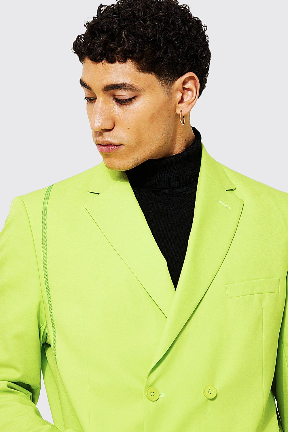 boohooMAN Mens Slim Fit Harness Buckle Suit Jacket - Green