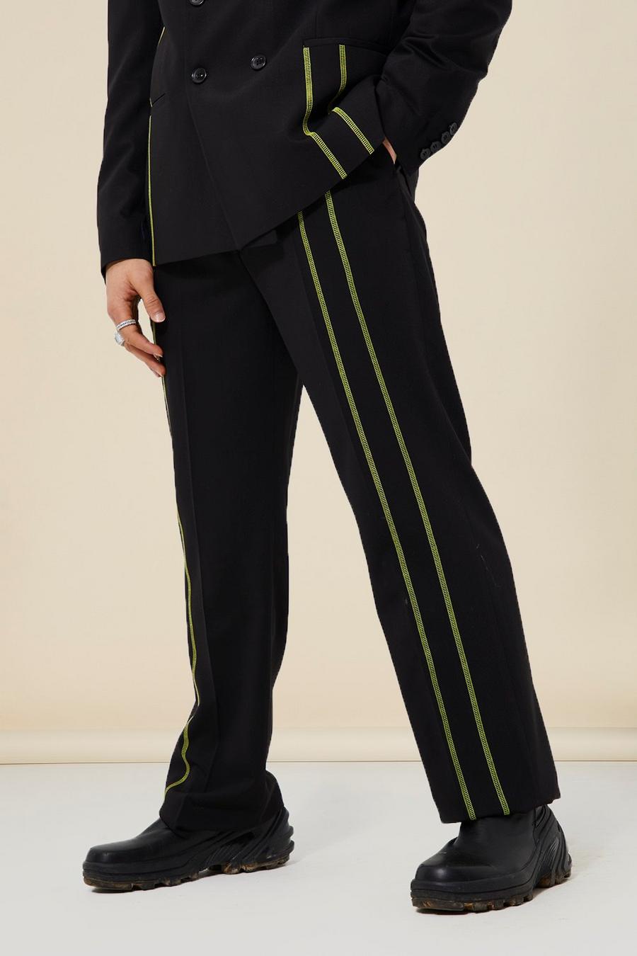 Black Relaxed Seam Suit Trousers image number 1