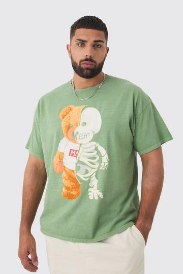 Plus Teddy Skeleton Graphic T-shirt khaki