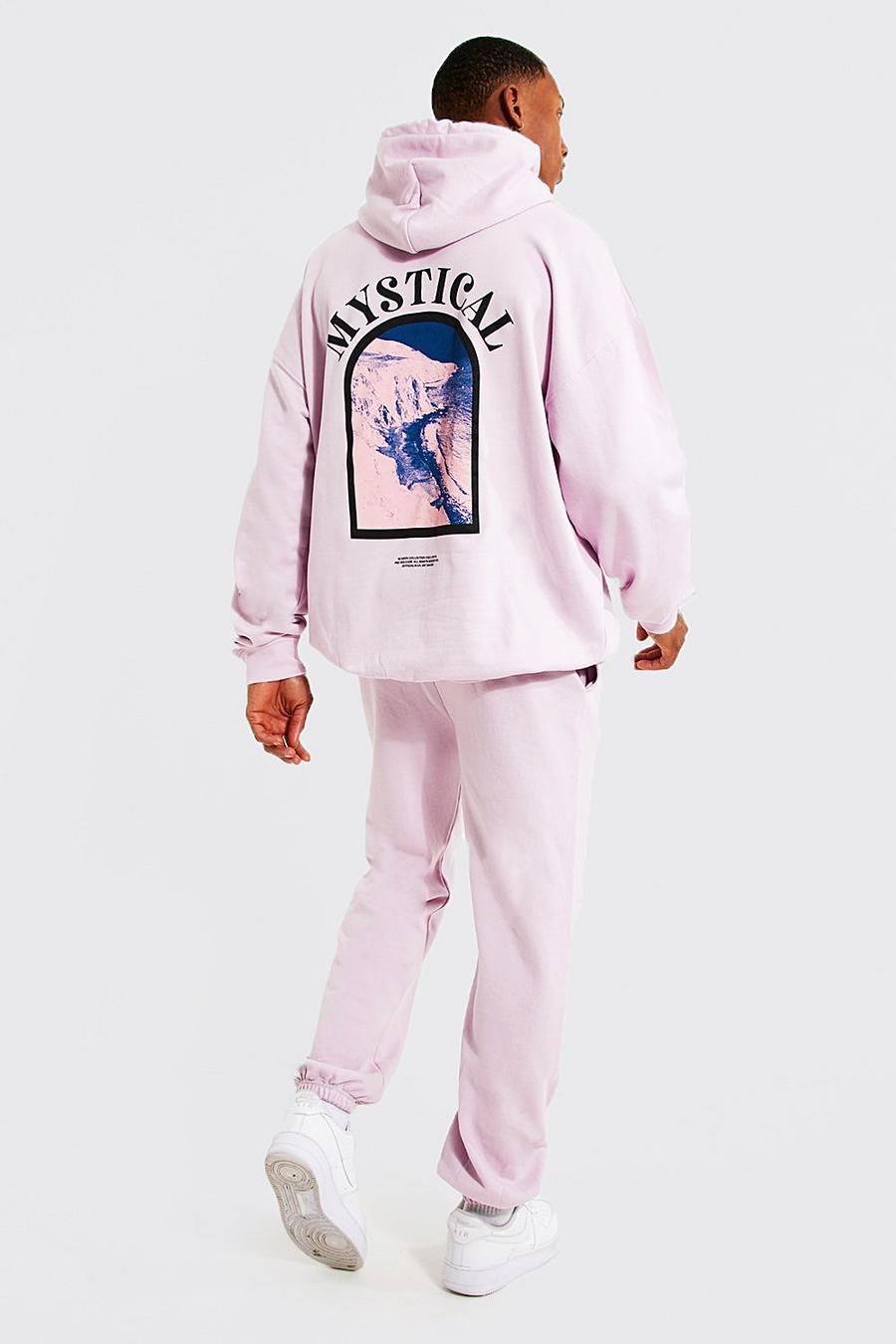 Lilac Oversized Mystical Graphic Hooded Tracksuit image number 1