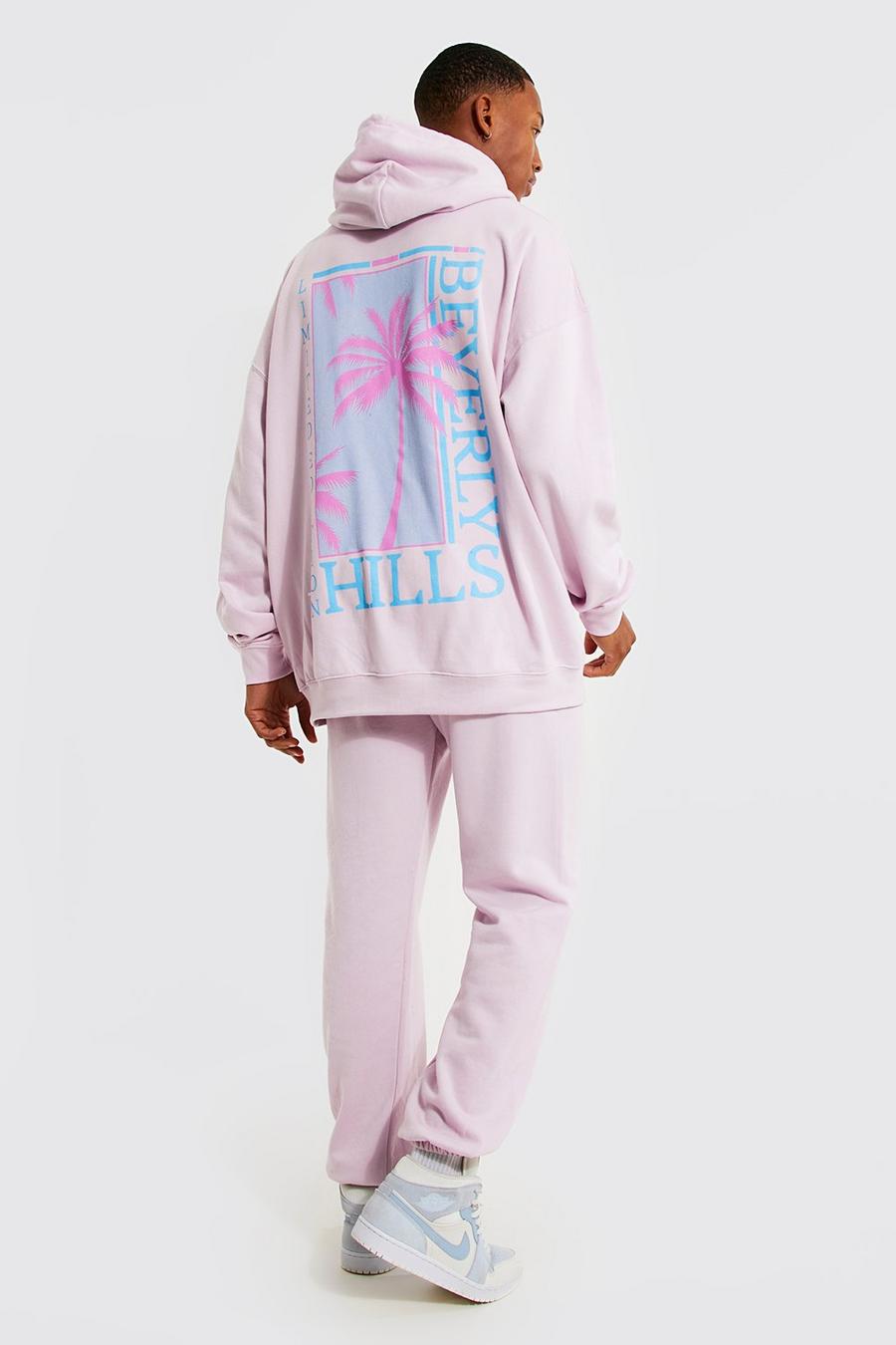 Lilac Oversized Beverly Hills Hooded Tracksuit image number 1