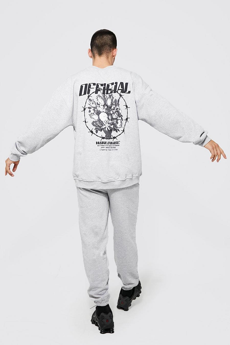 Grey marl Oversized Official Barbwire Sweater Tracksuit image number 1