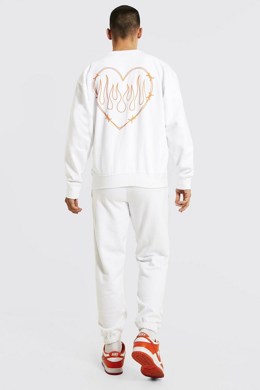 White Oversized Flames Sweater Tracksuit image number 1