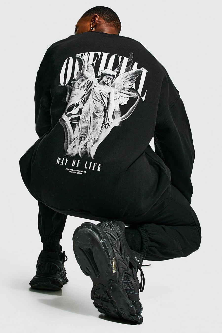 Black Oversized Official Statue Sweater Tracksuit image number 1