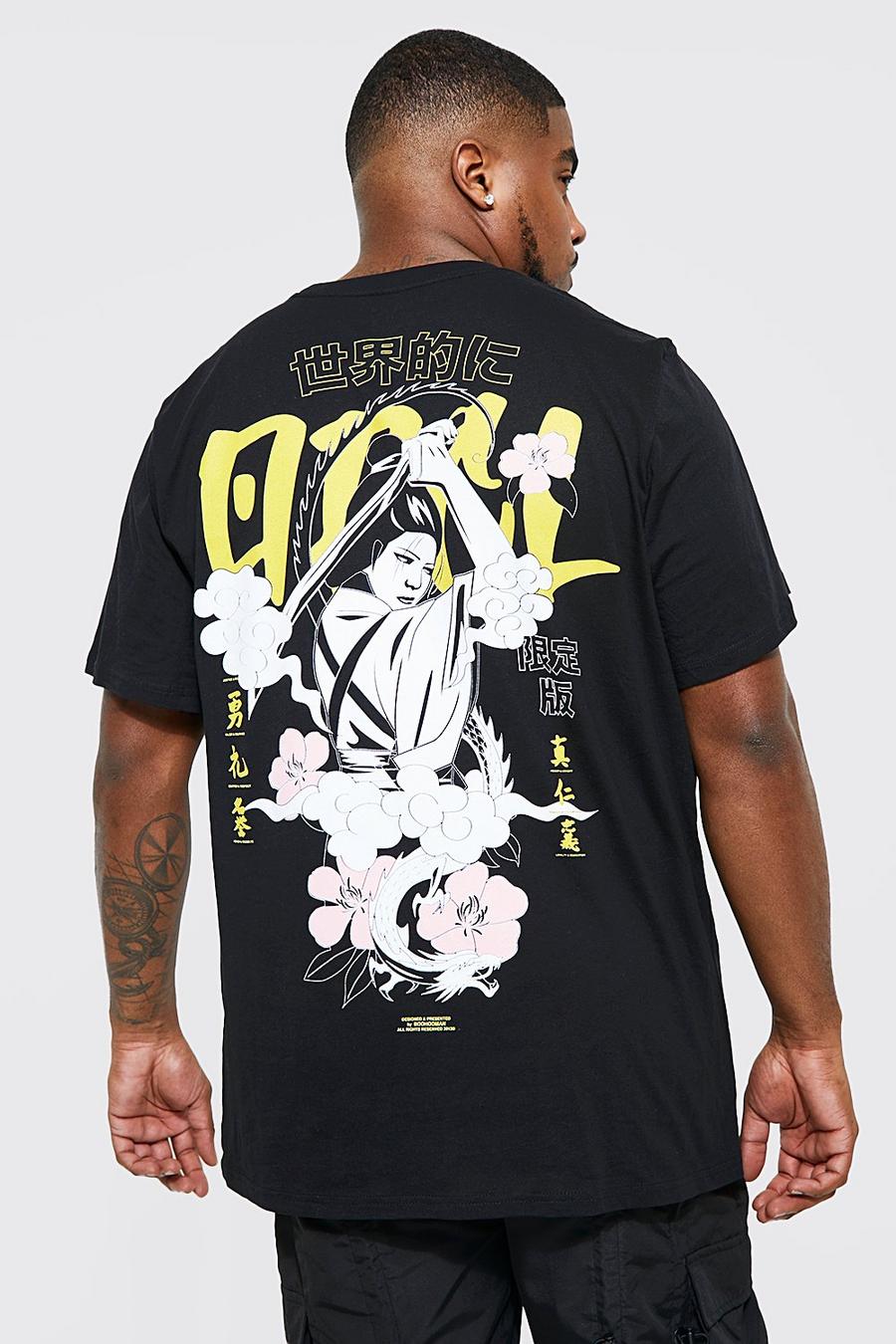 T-shirt Plus Size Ofcl con grafica di Geisha, Black image number 1