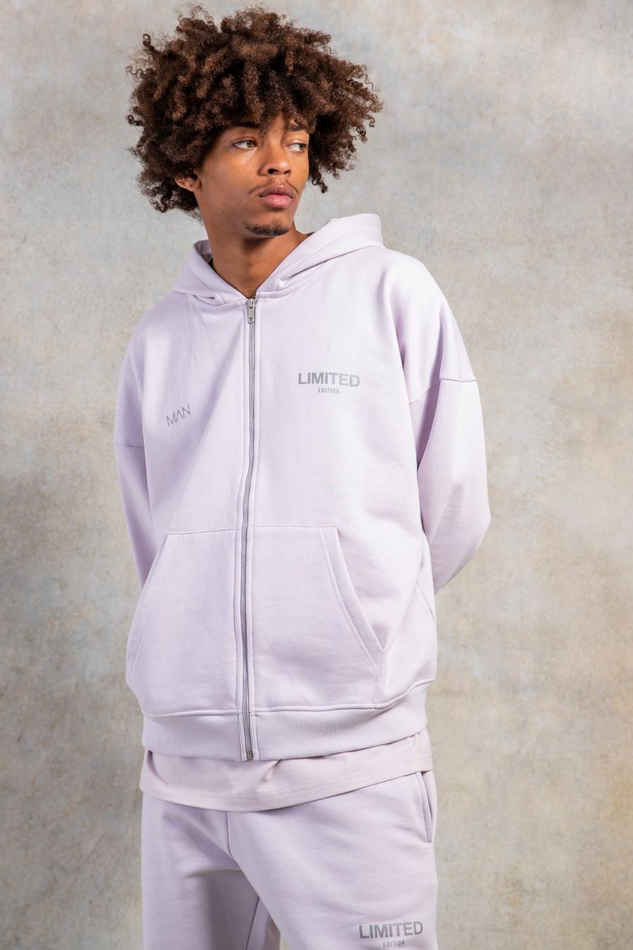 Lilac Oversized Heavyweight Zip Hoodie image number 1