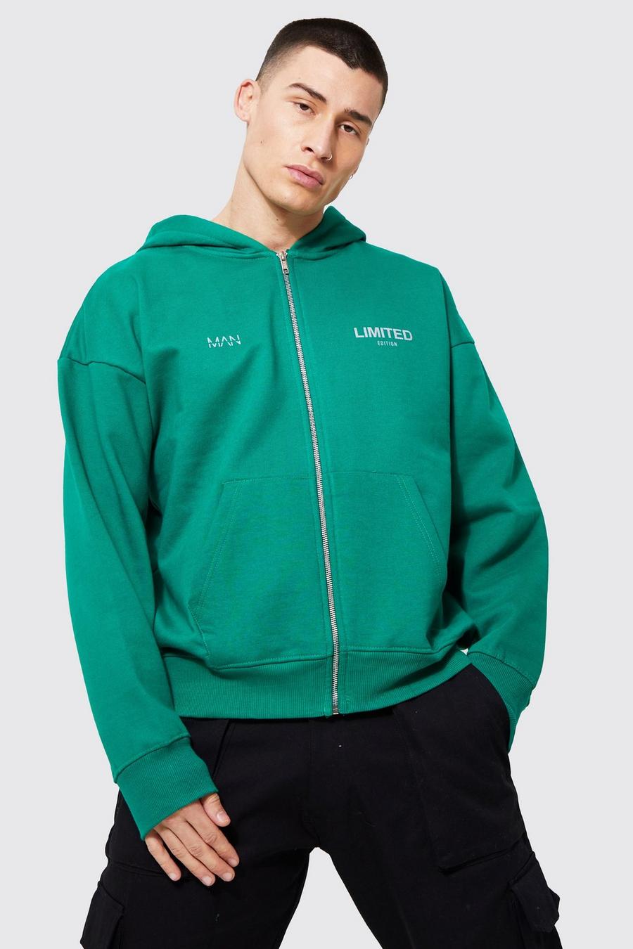 Sweat à capuche oversize zippé recyclé - Limited Edition, Green vert