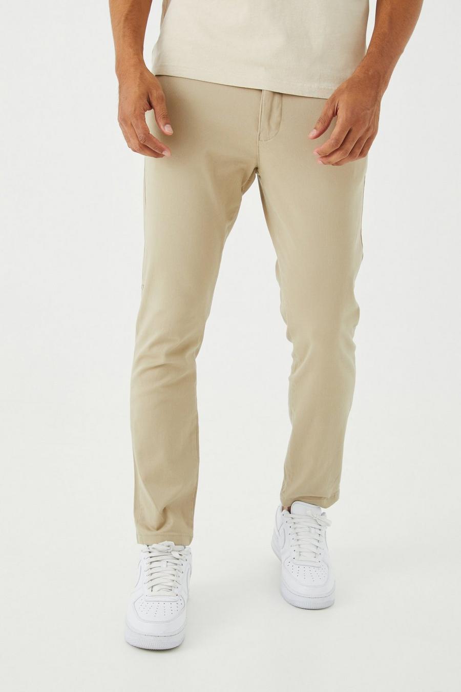 Stone Chinos i skinny fit med midjeband image number 1