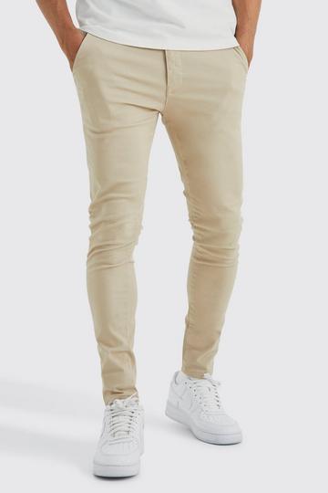 Stone Beige Fixed Waist Super Skinny Fit Chino Trouser