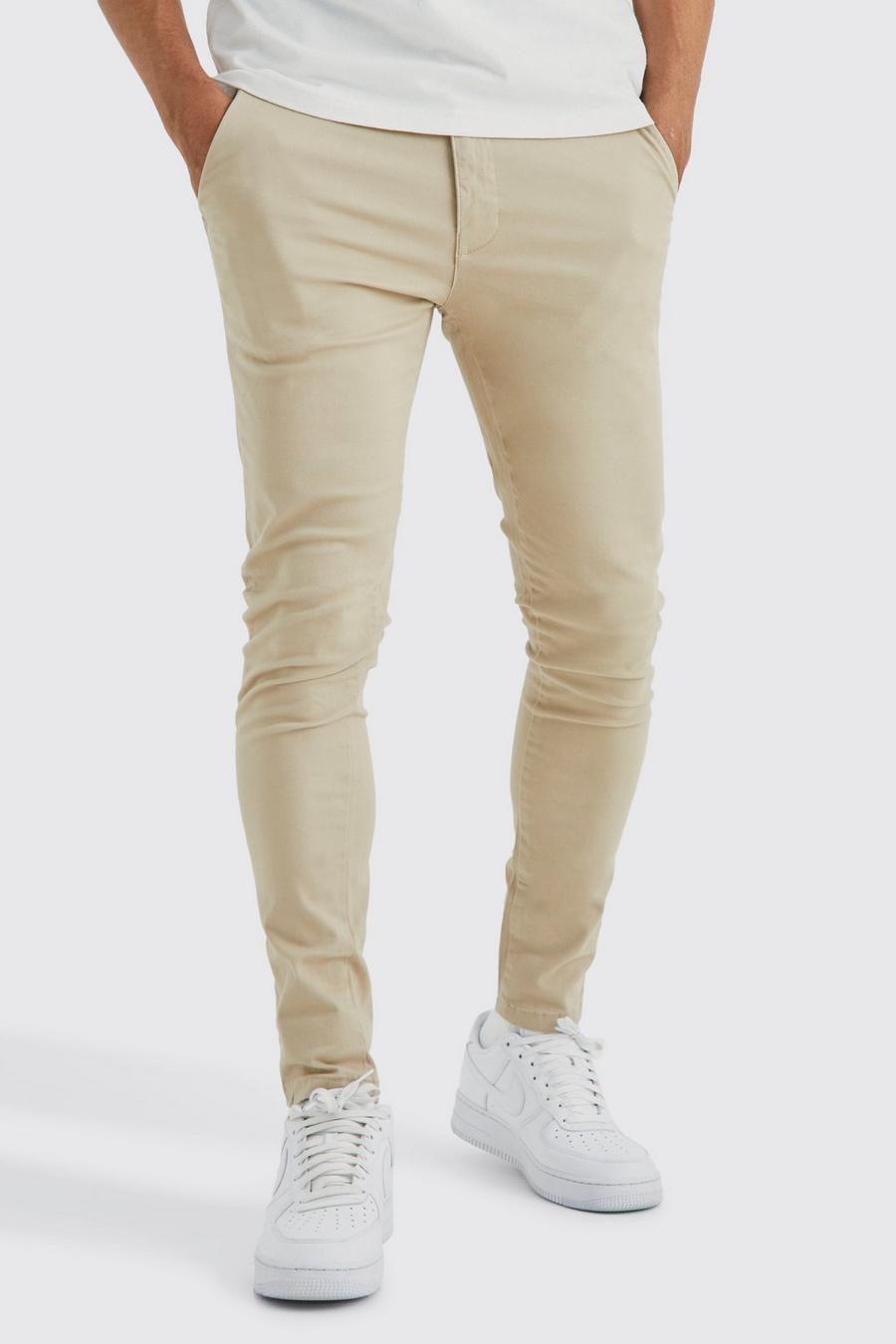 Stone beis Fixed Waist Super Skinny Fit Chino Trouser