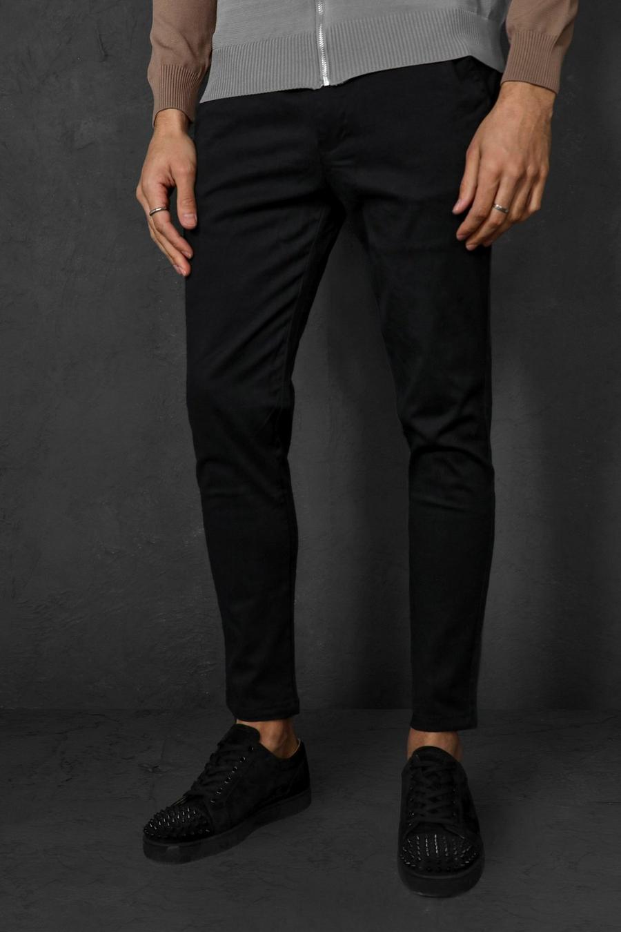 Black Fixed Waist Super Skinny Fit Chino Trouser image number 1