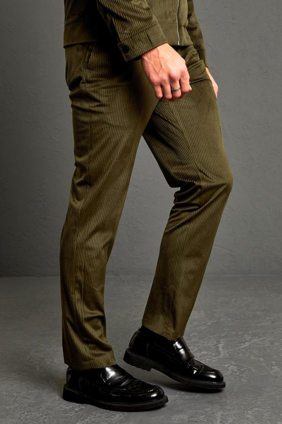 Pantaloni Slim Fit in velluto a coste, Khaki image number 1