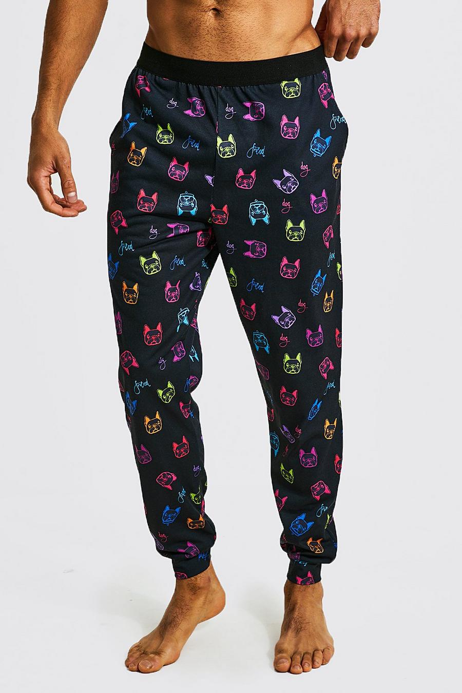 Black All Over Frenchie Printed Lounge Pant image number 1