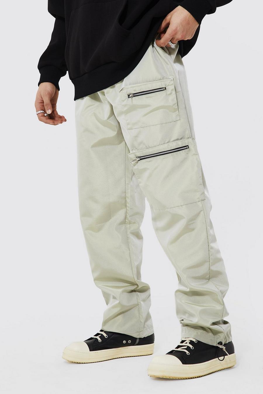 Pantaloni Cargo iridescenti in taglio rilassato, Grey grigio