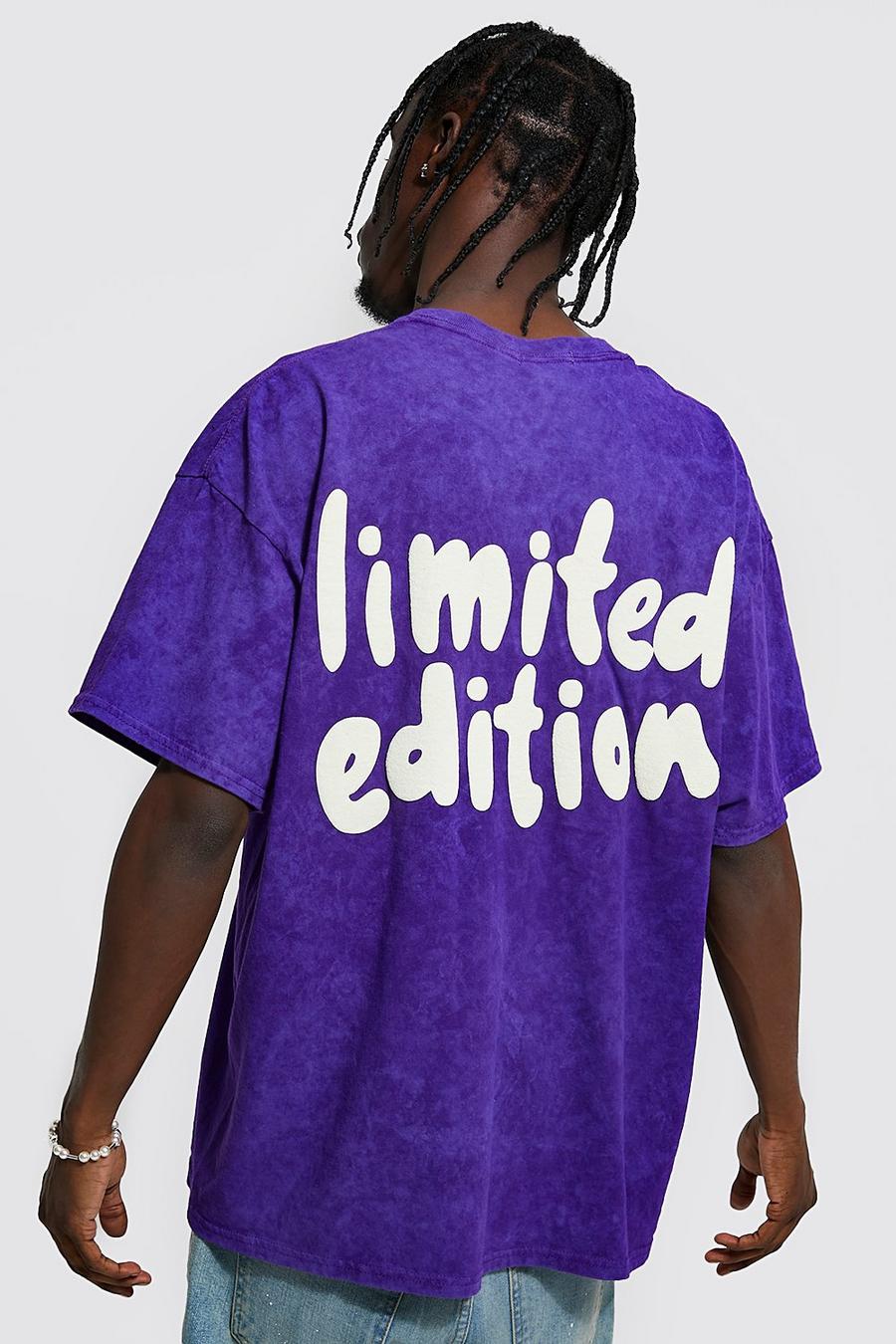 Oversize Limited Edition T-Shirt mit Acid-Waschung, Purple image number 1