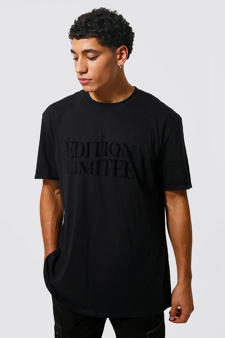 Black Oversized Limited Edition Flock Print T-shirt