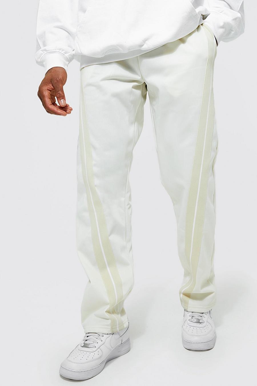 Ecru Loose Fit Tape Detail Tricot Joggers image number 1