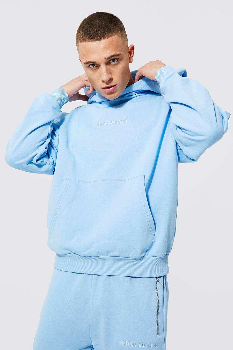 Pale blue Heavyweight Loopback Hoodie image number 1