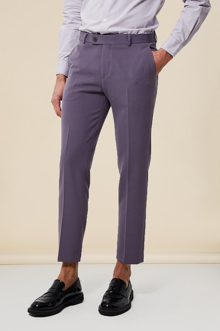 Slate grey Slim Crop Suit Trouser